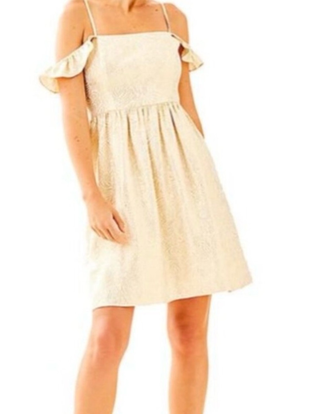 Lilly Pulitzer Gold Ruffle-Strap Dress